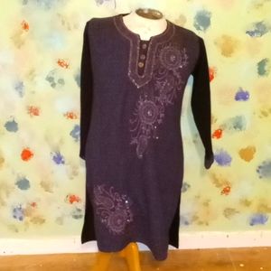 Zigma Multi-Color Bling Long Sleeve Sweater Dress Size   S